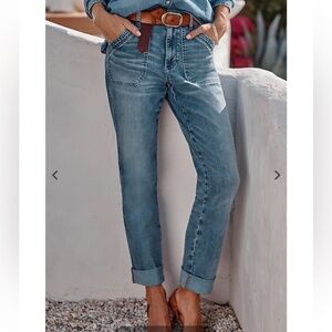 J. Jill Patch Pocket Stretch High-Rise Straight Jeans